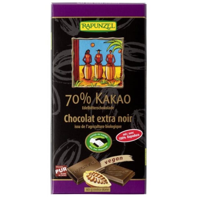 Ciocolata bio amaruie 70% cacao HIH
