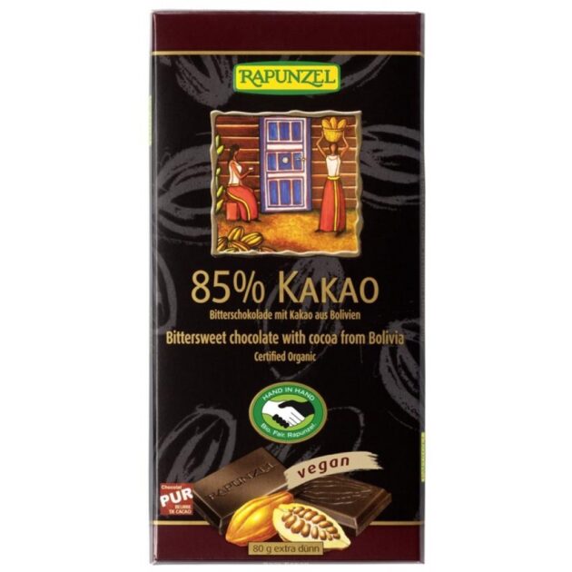 Ciocolata bio amaruie 85% cacao HIH