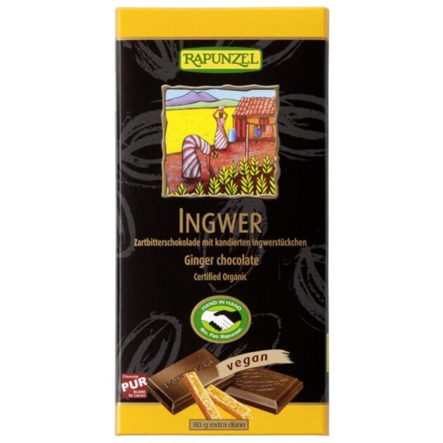 Ciocolata bio amaruie cu ghimbir 55% cacao HIH