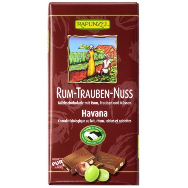 Ciocolata bio cu stafide alune si rom