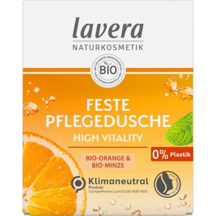 Gel de dus solid cu portocala bio si menta bio High Vitality